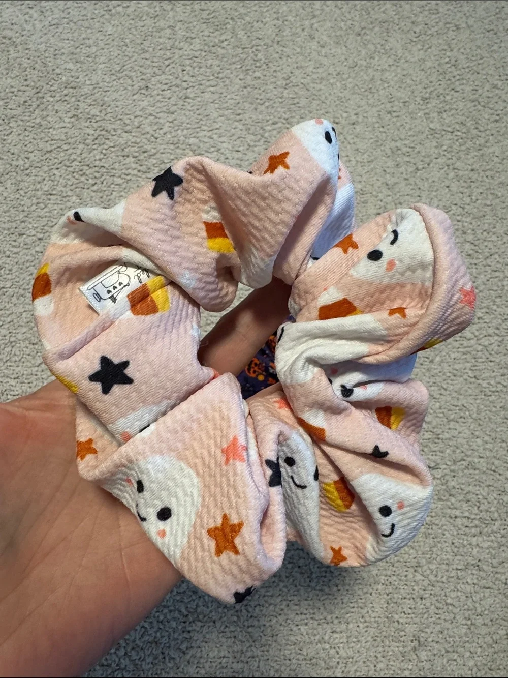 Kids Halloween Scrunchie Set - Pink & Purple xl puffy ghosts